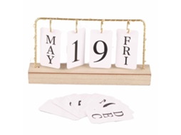 Calendário Perpétuo De Mesa Com Design Em Madeira E Flip Para Decoração