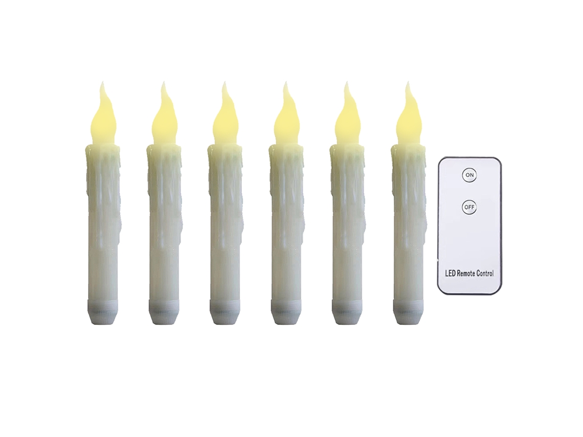 Vela Elétrica Com Controle Remoto Luz Branca Quente Piscante