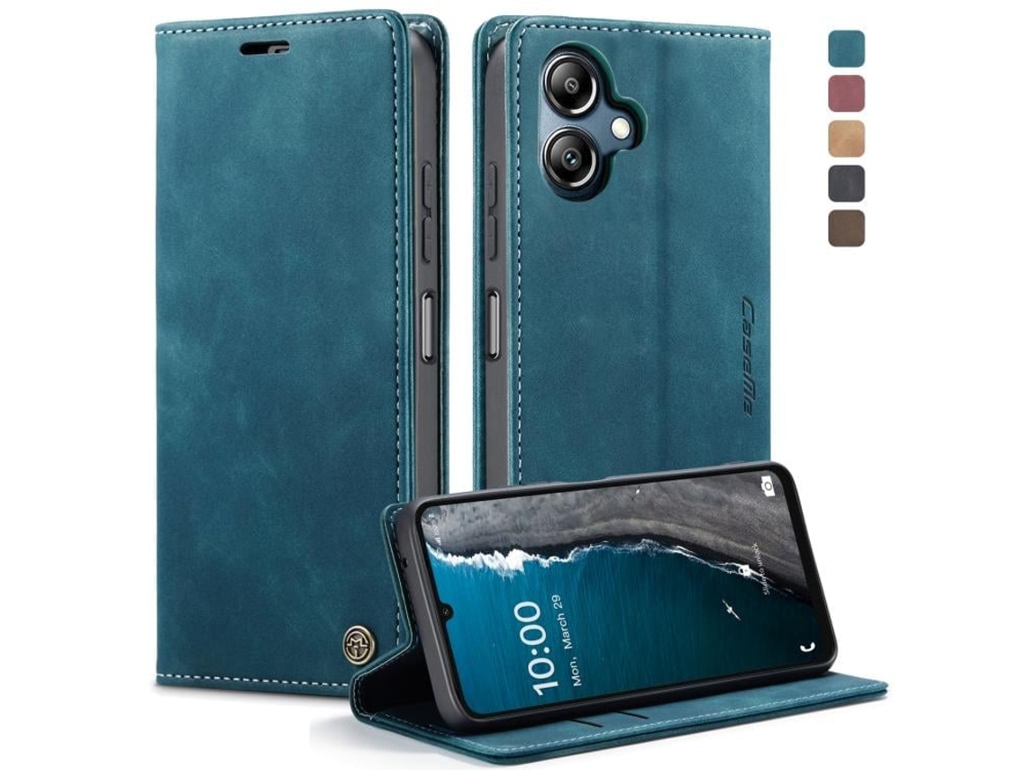 Capa Para Samsung Galaxy A06 Multifuncional Horizontal De Couro Azul