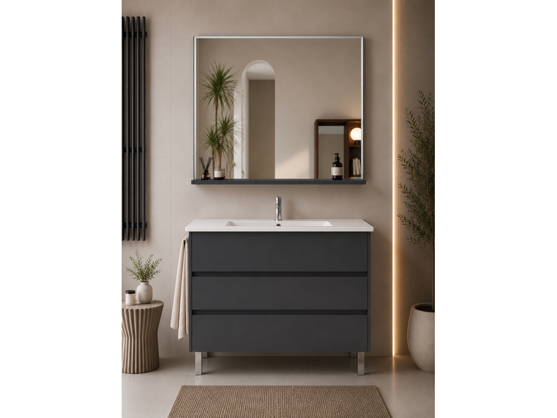 Móvel De Casa De Banho Com Lavatório Origenbath Imperia Sem Espelho 90x45 Cm Grafite