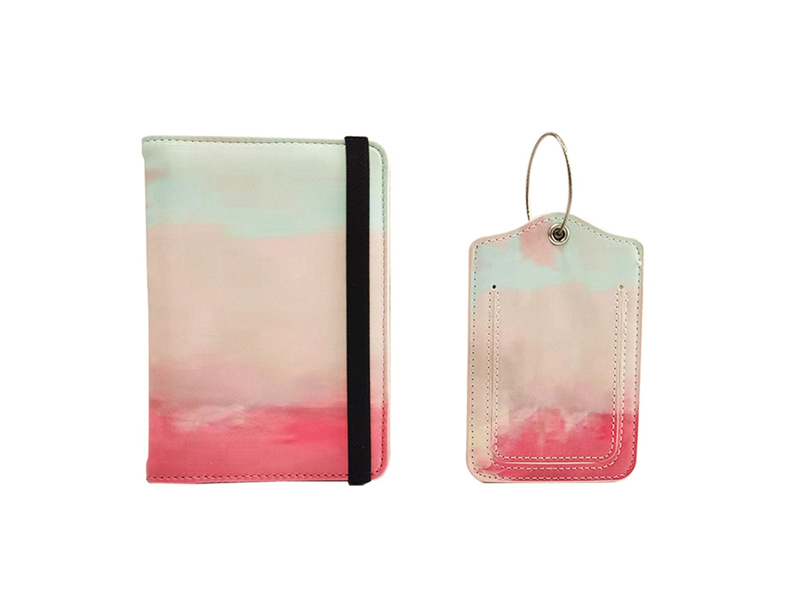 Capa de Passaporte Fólio de Mulher NEVEANCE Viagem Cartões Pele Sintética Rosa