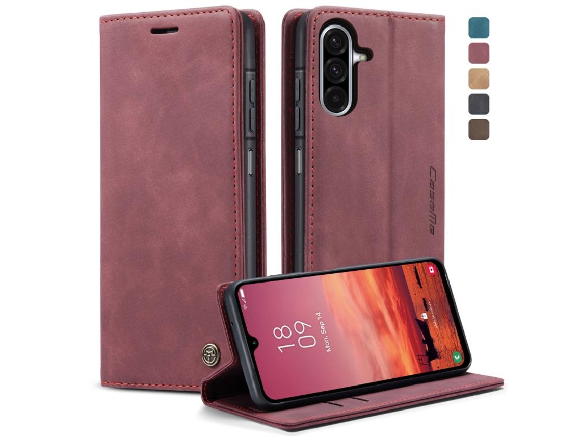 Capa Para Samsung Galaxy A26 Multifuncional Horizontal De Couro Vermelha