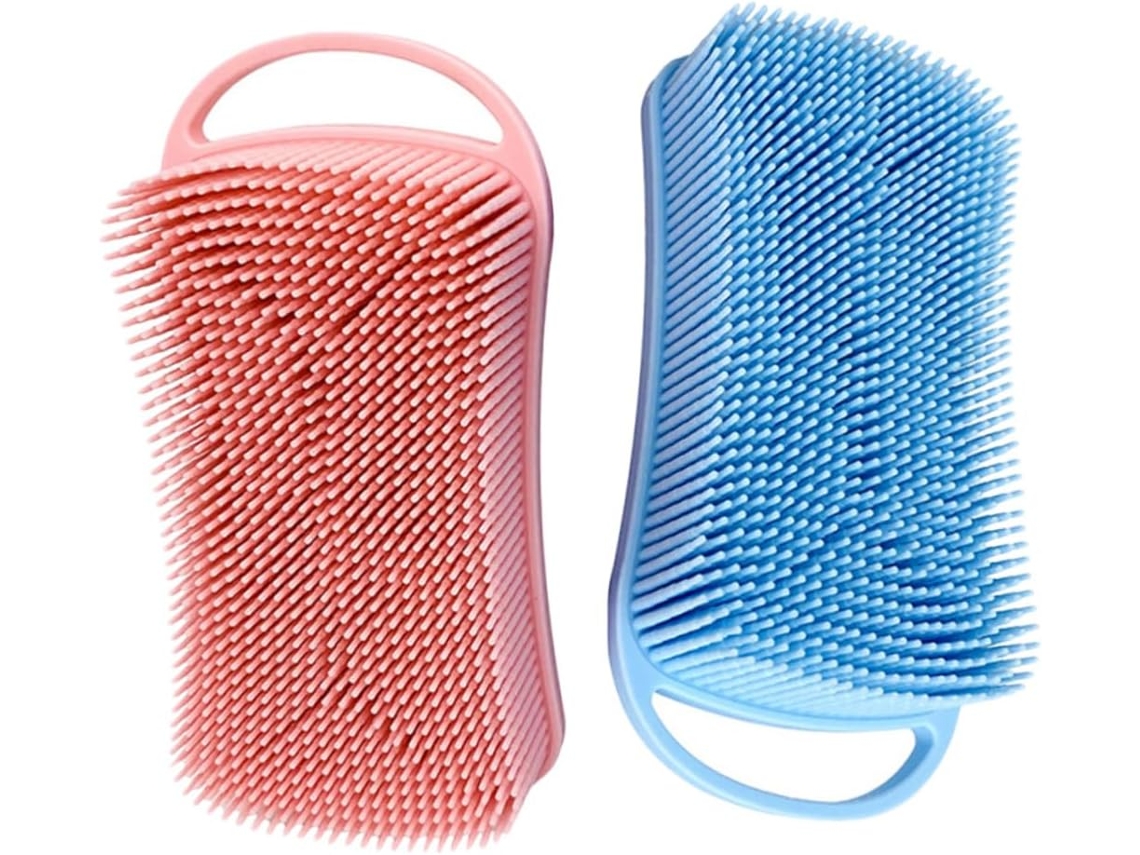 Conjunto De 2 Escovas Silicone Para Banho, Esponja De Banho Para Limpeza E Massagem Corporal