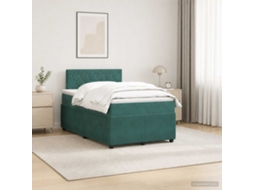 Vidaxl Cama Box Spring Com Colchão Verde-escuro 120 X 190 Cm Veludo