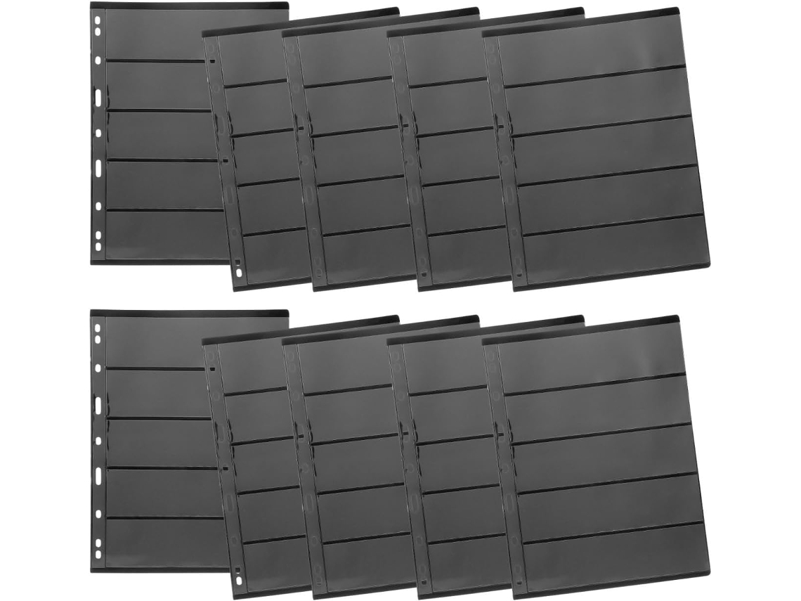 Gadpiparty Lote De 10 Feuilles Mobiles Para Álbum De Timbres Em Pet Noir - Design Transparente Reutilizável