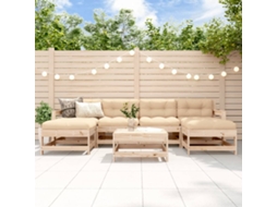 Vidaxl 7 Pcs Conjunto Lounge De Jardim Pinho Maciço