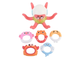 Primerox brinquedo de Banho de Polvo com Anéis Reconhecimento de Formas Cores Vibrantes para Bebês Meninas e Meninos