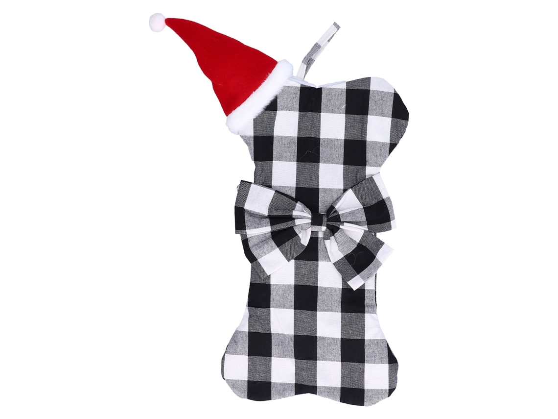 Decorações de Natal com padronagem de grade de poliéster, para árvore branco e preto LAXISCREED