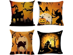 Capas de Travesseiro de Halloween 18x18, 4 Peças | S/MARCA