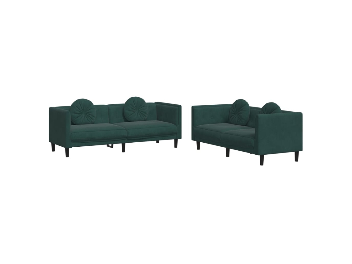 Conjunto 2 Conjunto De Sofás Vidaxl Verde Veludo (193.5 X 77 X 70 Cm)