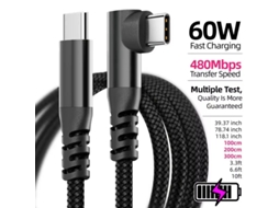 Cabo Pd60w Tipo C Para Tipo C Com Conector Em Cotovelo, Carregamento Rápido Pd, Transmiss?o De Dados, 1 M/2 M De Comprimento