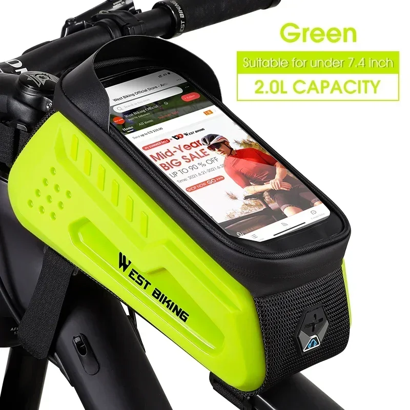 Bolsa rígida MDUG em TPU com tela sensível ao toque, suporte para celular, à prova d'água, verde