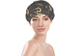 Touca De Banho Feminina, Reutilizável, Impermeável, Dupla Camada, Com Elástico, Ideal Para Cabelos Longos, Com Estampa
