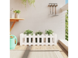 Vidaxl Canteiro Elevado Design Cerca 100x30x30 Cm Pinho Maciço Branco