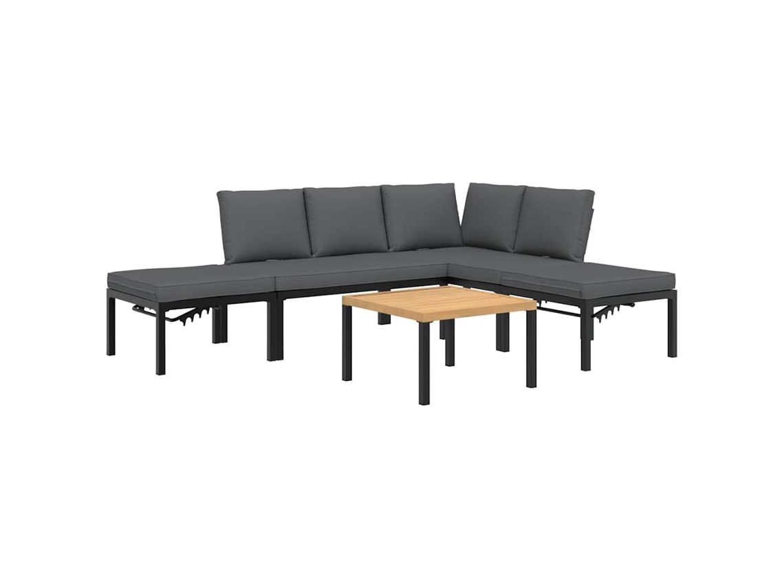 Maison Exclusive - 5 Pcs Conjunto De Sofás P/ Jardim C/ Almofadões Alumínio Preto