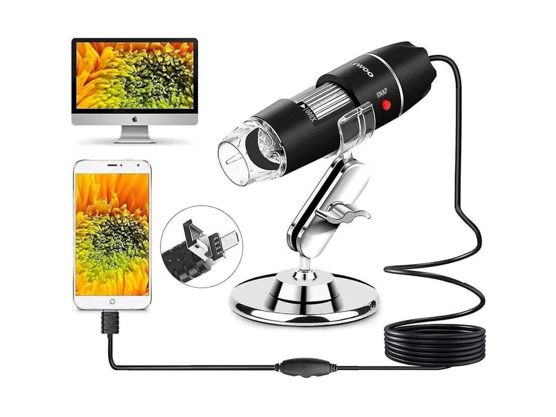 2026-microscópio Usb 8 Led 40-1000x Adaptador Otg Soporte Metálico Cámara Mini Para Android Windows Mac Linux