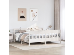 Vidaxl Cama Sem Colchão 200x200 Cm Madeira De Pinho Maciça Branco