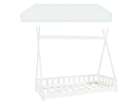 Berço com Protecção Anti-Queda e Estrutura de Ripas 80X160 Cm de Hortelã Feito de Madeira de Pinho  ML-DESIGN