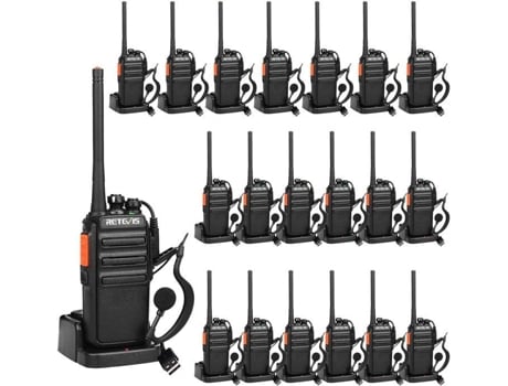 Rt24 Plus Talkie Walkie Profissional Pmr446 Sem Licença 16 Canais Ctcss/dcs Com Auricular, Base De Carga Usb Retevis (20 Pcs)