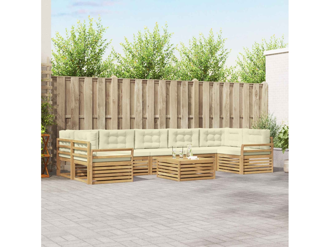 Vidaxl Conjunto De Sofás Para Exterior 8 Unid. Branco E Creme