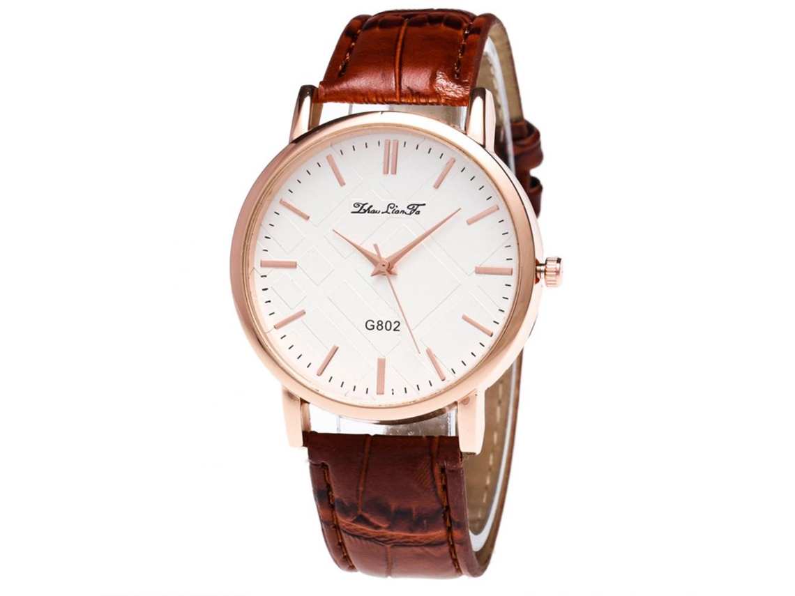 Reloj De Pulsera De Aleación Zhoulianfa Con Correa De Pu Analógico Cuarzo Redondo Café