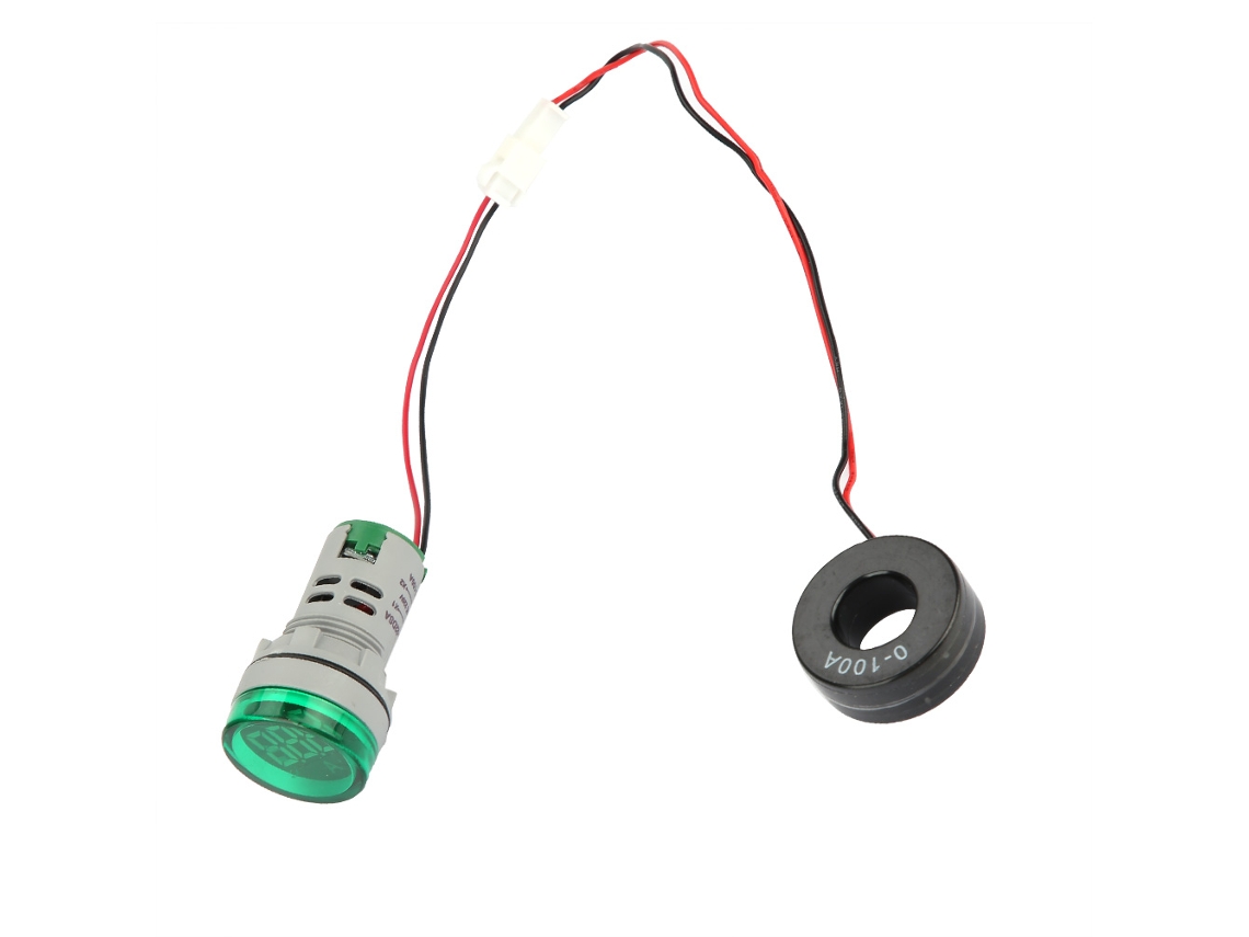 Ampêmetro Digital Ac 0-100a Indicador Com Luz Led Verde Sinal Round