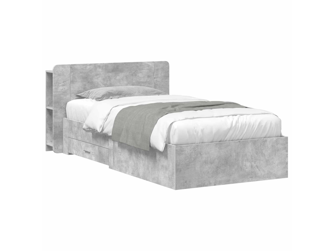Vidaxl Estrutura De Cama Com Armazenamento Cinzento Cimento
