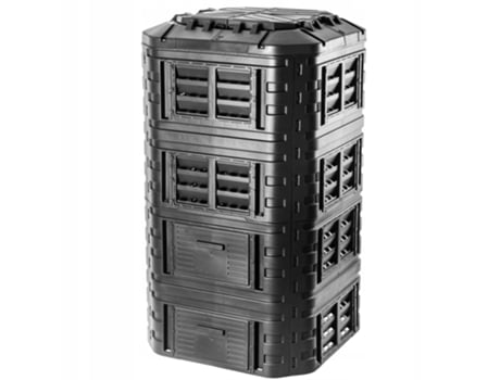 Composteira modular de jardim Kadax 1260L, resistente à geada, o ano todo, preta