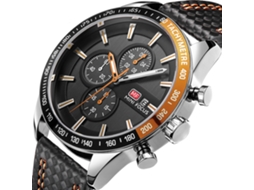 Reloj Deportivo Hombre Mini Focus Cronógrafo Analógico Quartz Impermeable Amarillo Y Negro