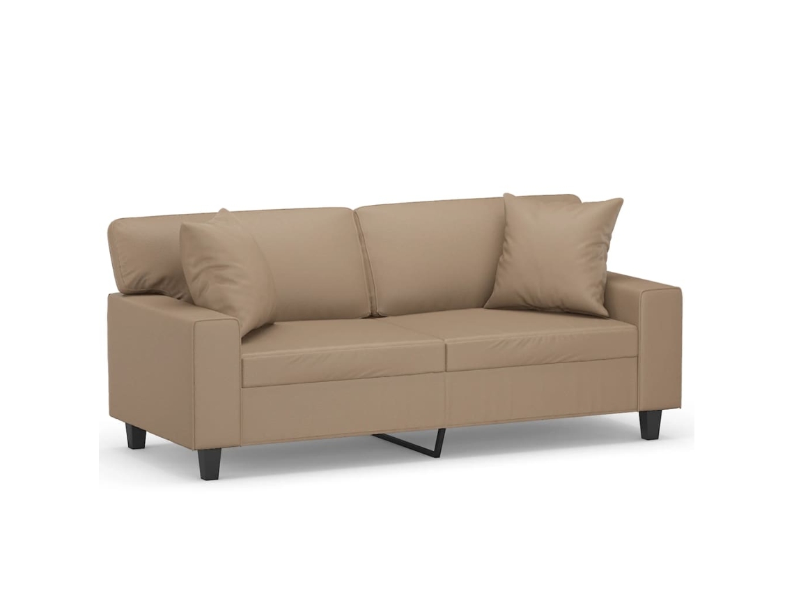 Maison Exclusive - Sofá 2 Lugares + Almofadas 140 Cm Couro Artificial Cappuccino