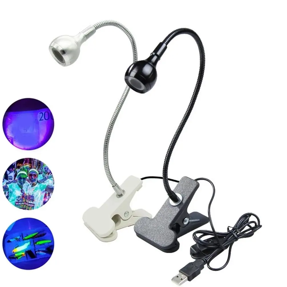 Lâmpada Uv Led Ultravioleta Com Clipe, Mini Lâmpada Uv Usb Para Cura De Gel