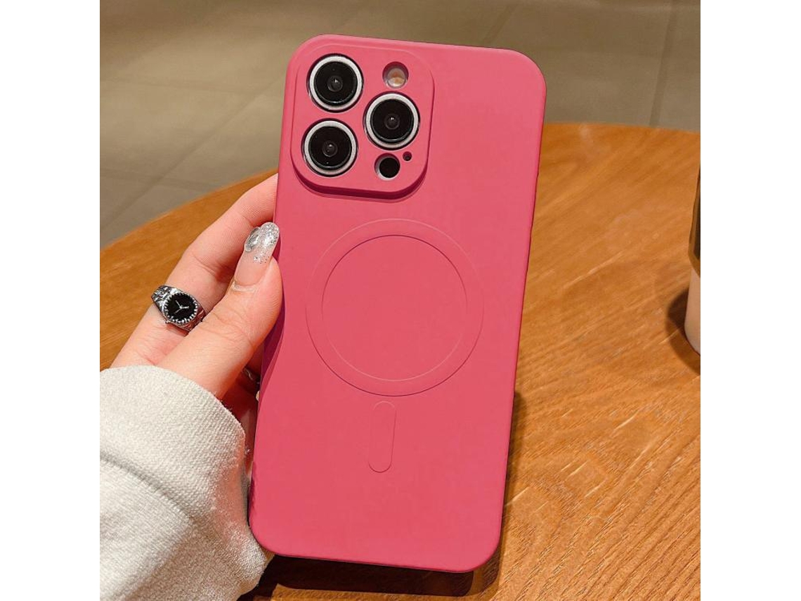 Capa Magsafe Para Iphone 14 Pro - Silicone Líquido Com Cor Sólida | Magnética - Roxo Grama