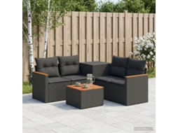 Vidaxl Conjunto De Sofás 6 Unid. Preto Rattan Poliéster E Aço