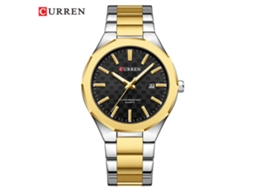 Relógio De Pulso Masculino De Quartzo Para Negócios (preto E Dourado), Relógio Redondo À Prova D'água, Relógio Com Calendário