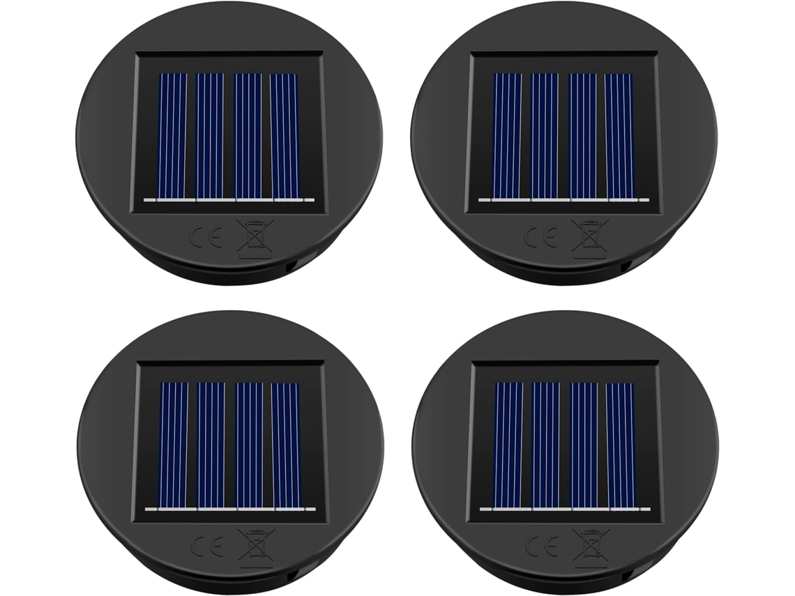 Conjunto de 4 Lâmpadas Solares Reposição com Topo 8cm e Luz Led Potente, Painel Solar À Prova D'água Ip65, Lâmpada Solar para Jardim BRILVIBERA