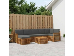 Vidaxl Conjunto De Sofás Para Exterior 7 Unid. Natural E Antracite