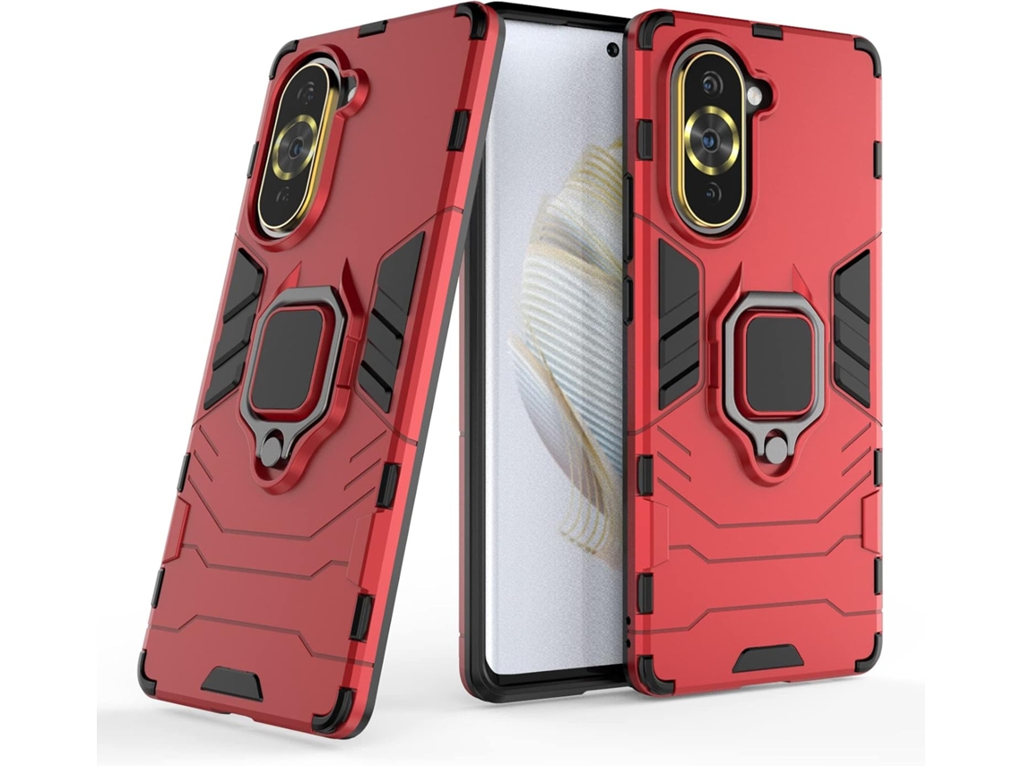 Capa Anel Giratório Graus para Huawei Nova 10 Pro HONGWE. Anti-Choque com Anel de Suporte Vermelho