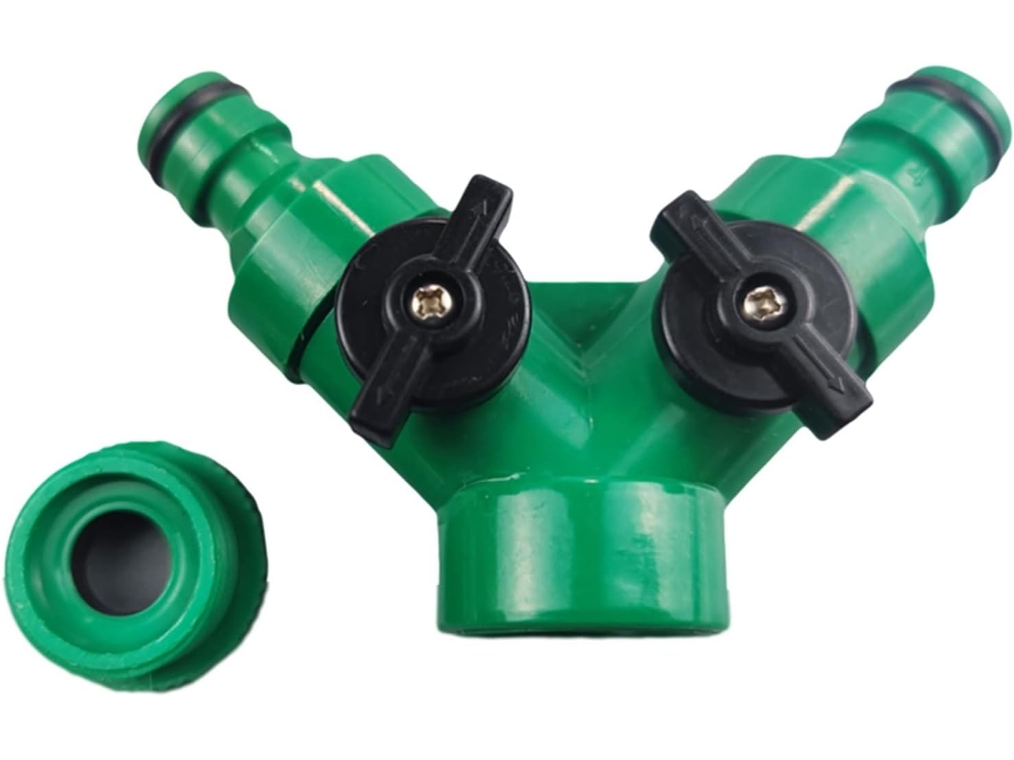 Conjunto de 2 Divisores Mangueira para Torneira Jardim, Rosca Fêmea 1/2" e 3/4", em Formato Y, Interruptor