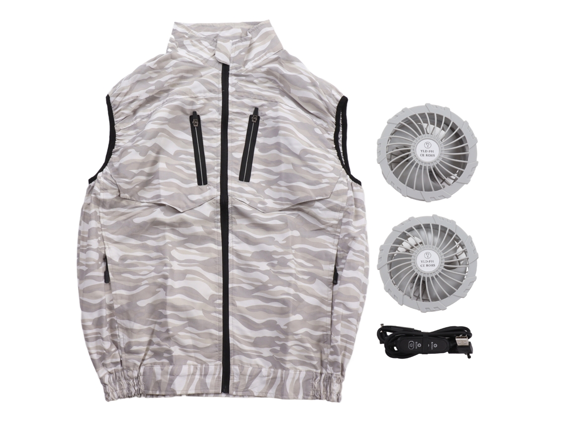 Coleteira Ventiladora Usb Branca Desmontável Verão Camuflagem Branco
