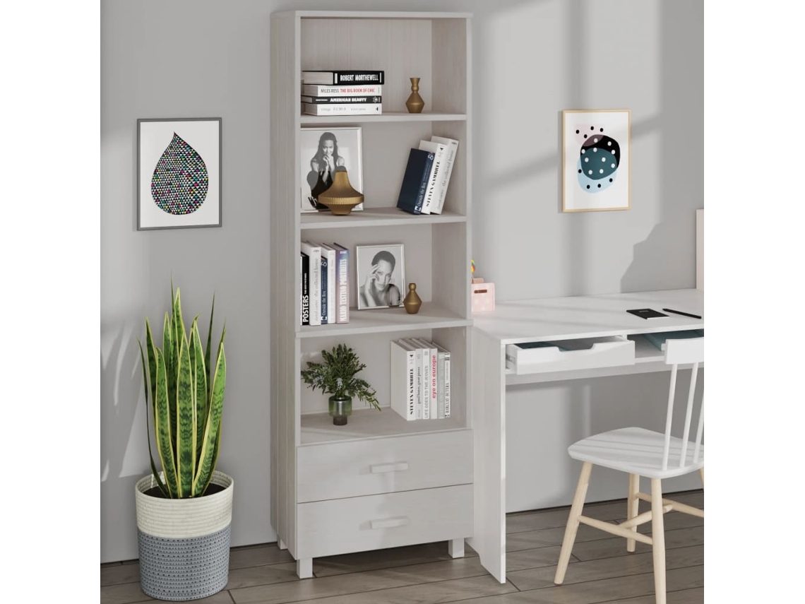 Vidaxl Aparador Alto Hamar 60x35x180 Cm Pinho Maciço Branco