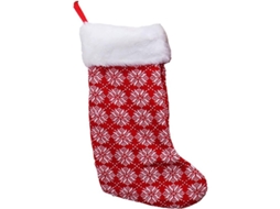 Meias de Natal de tecido vermelho com design clássico para decoração de árvore e lareira.