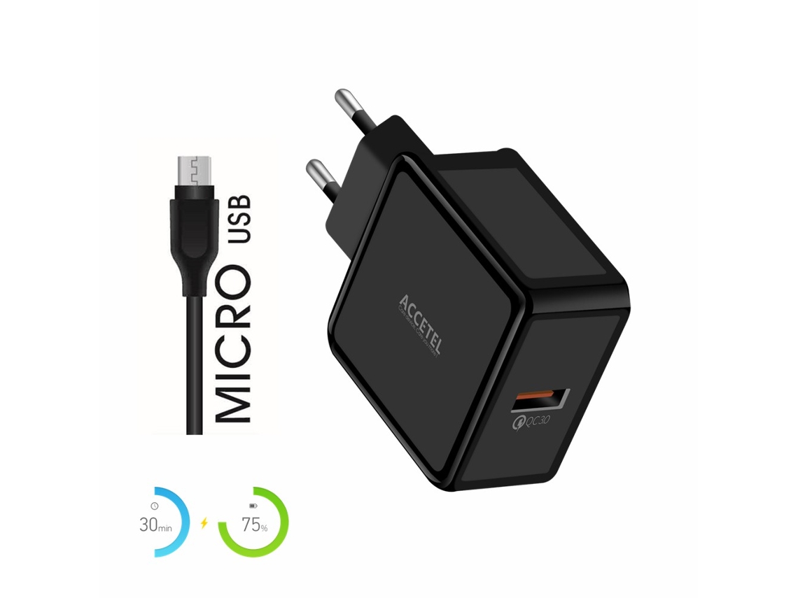 Ac154 Carregador De Parede Carga Rápida Qc3.0 18w - Micro Usb Preto