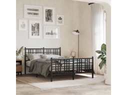 Estrutura De Cama Com Cabeceira E Pés 137x190 Cm Metal Preto