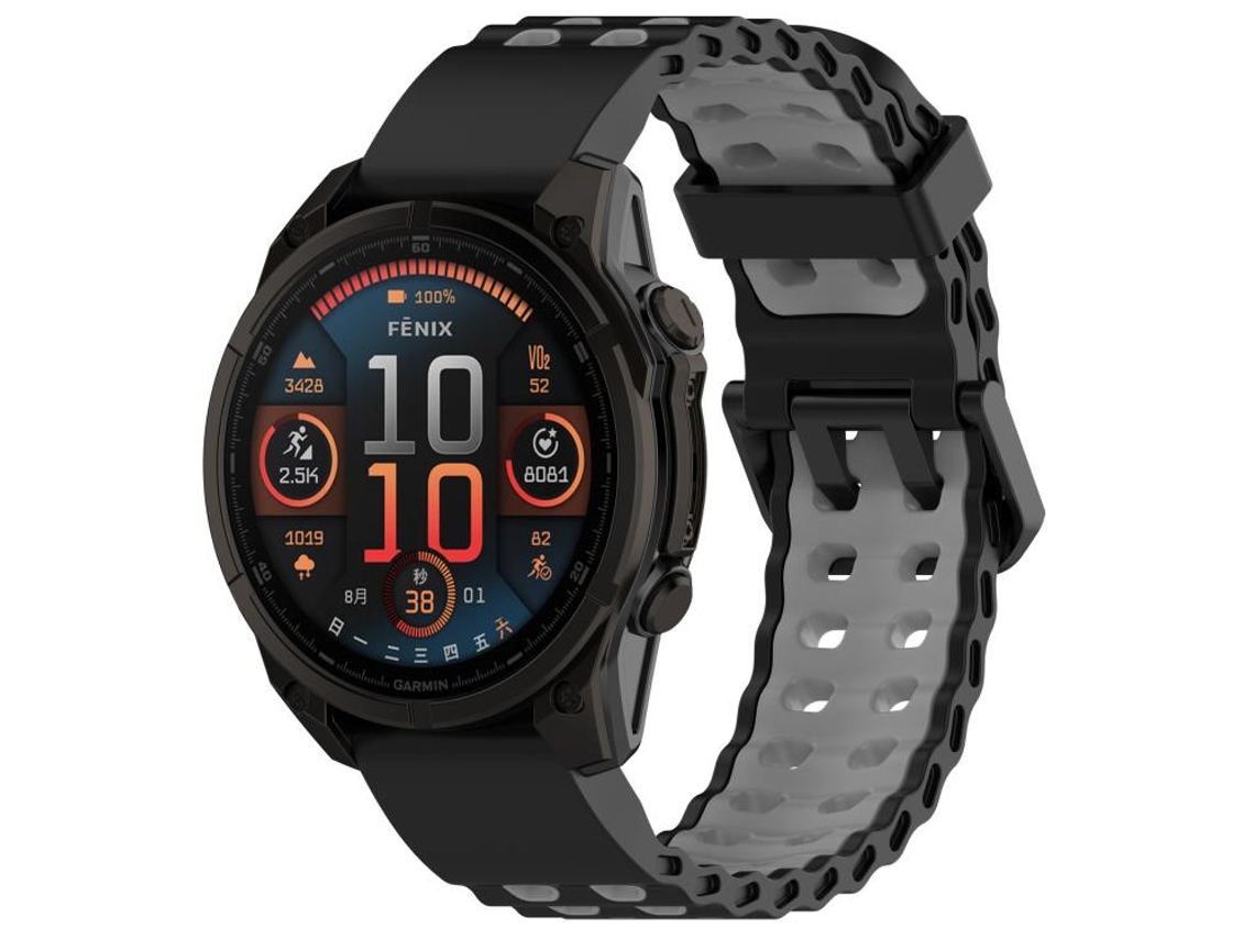 Bracelete para Garmin silicone e nylon híbrido com couro e liberação rápida em verde exército e silicone XIAOMOYU (26mm)