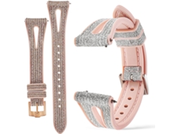 Conjunto De 2 Pulseiras Couro Pu Com Glitter E Fivela Metal,