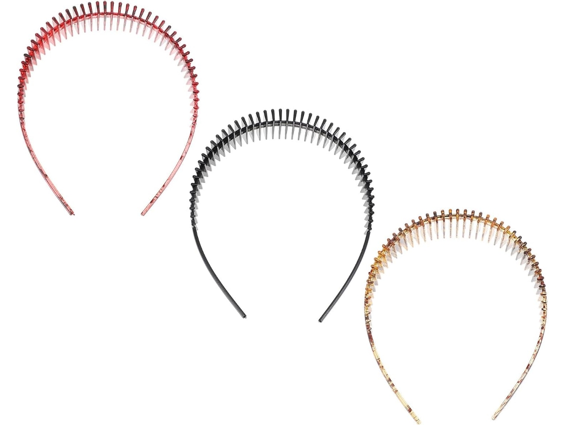 Nuobesty Com 3 Faixas De Cabelo Em Formato De U, Em Tecido Oxford, Com Vários Dentes, Tamanho Único, Nas Cores Preta E Rosa.