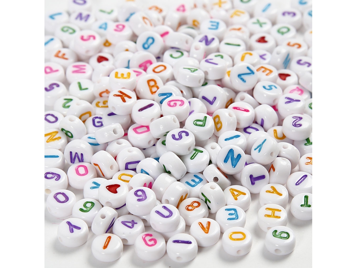 Conjunto De Contas De Plástico Com Letras Da Creativ Company, 7 Mm, Multicoloridas, 200 G
