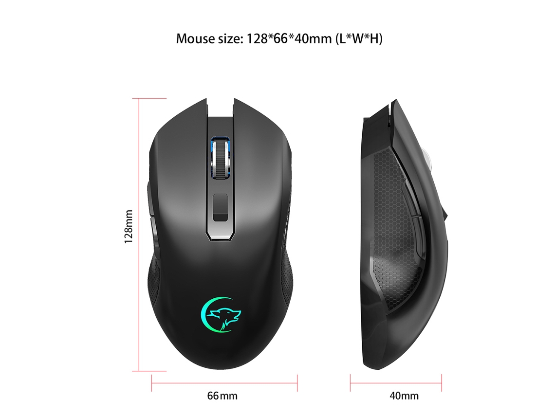 Ywyt G851 Rato Óptico Ergonômico Sem Fio Recarregável Com Luz Colorida De 2.4ghz