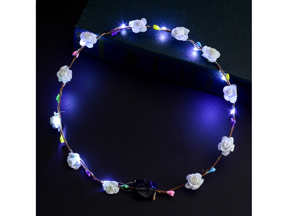 Ats diadema de Flores Led para Cabelo Guirnalda Brilhante Corona de Flores para Casamentos e Festas