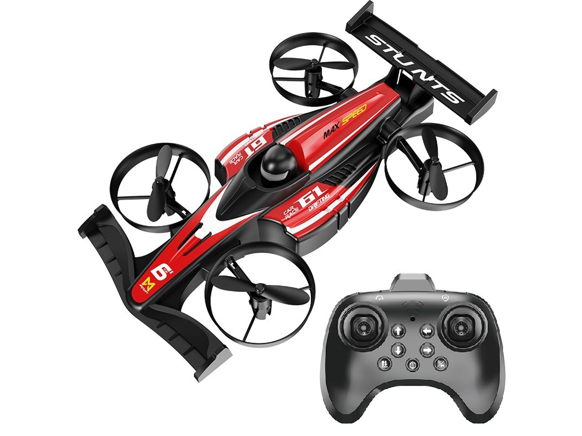 Veículo e Avião Duplo Função, Drone Acrobático com Derrapagem HALINUIA (vermelho 1 Bateria)